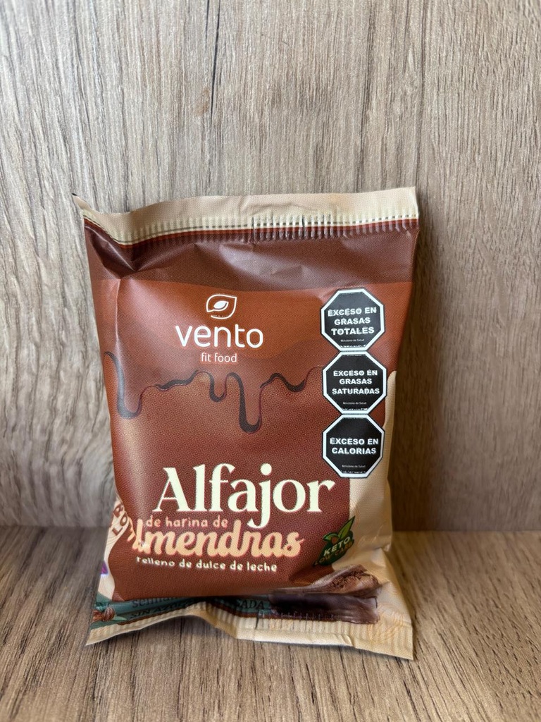 Alfajor NEGRO keto de almendra con dulce de leche 45g Vento