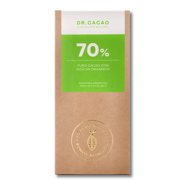 Chocolate al 70% con azucar organica 50g Dr Cacao