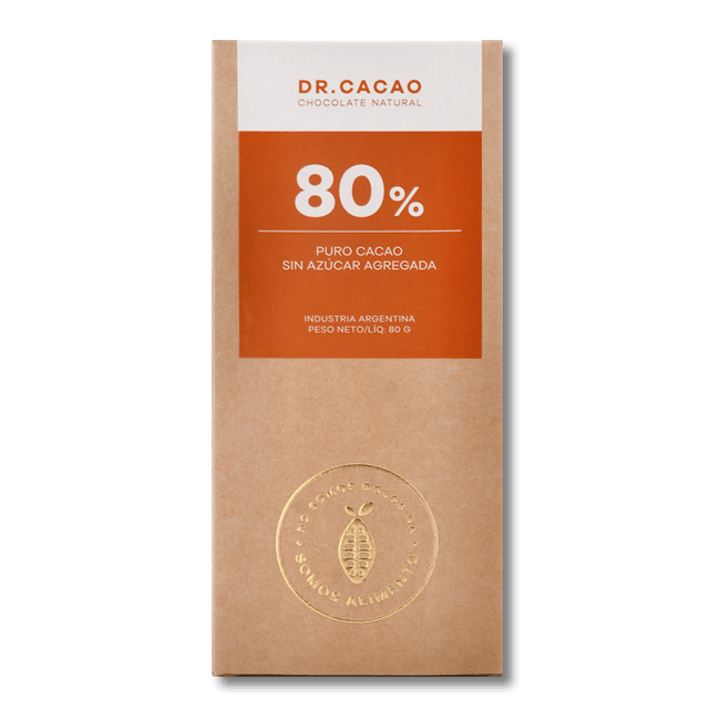 Chocolate al 80% sin azucar con xilitol 50g Dr Cacao
