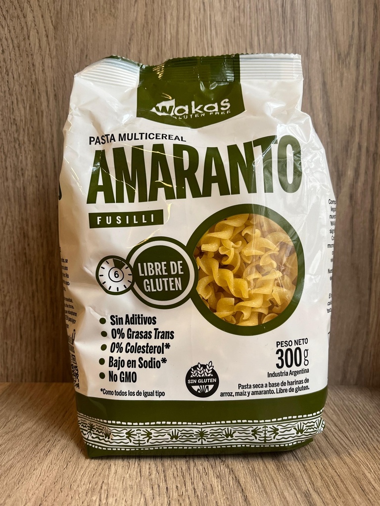 Pasta fusilli multicereal Amaranto sin tacc 300g Wakas