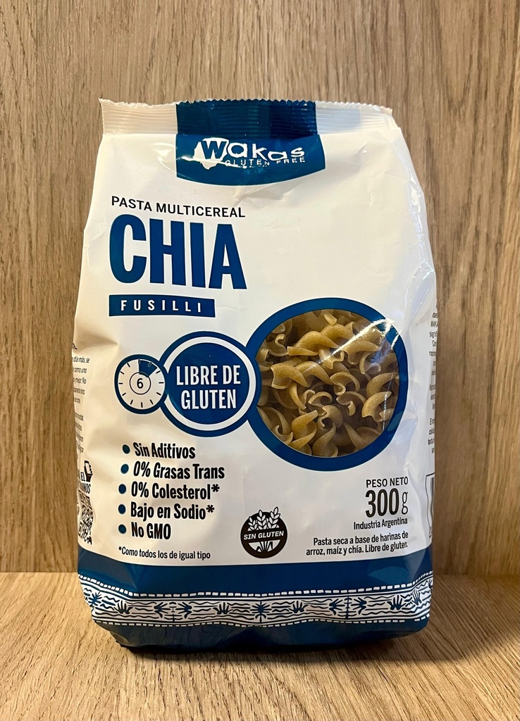 Pasta fusilli multicereal Chía sin tacc 300g Wakas