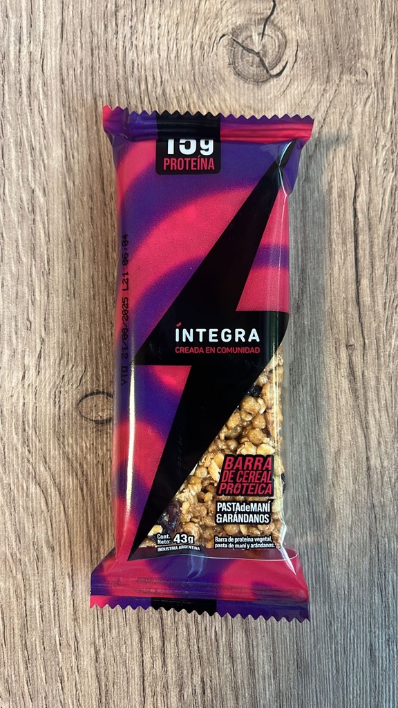Barrita proteica arandanos y mani x 45g INTEGRA