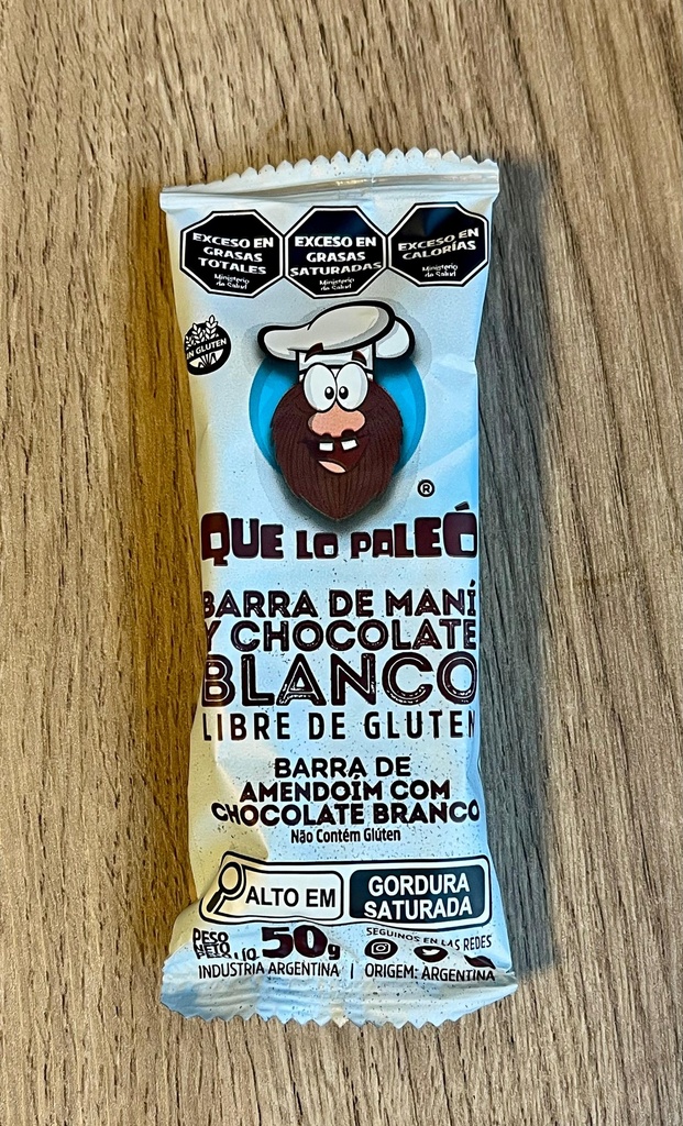 Barrita de chocolate blanco y crema de mani Que lo paleo