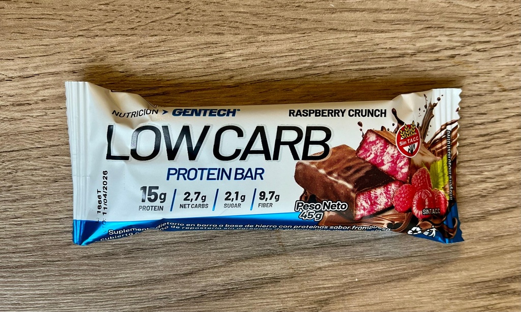 Barrita low carb frambuesa 45g Gentech