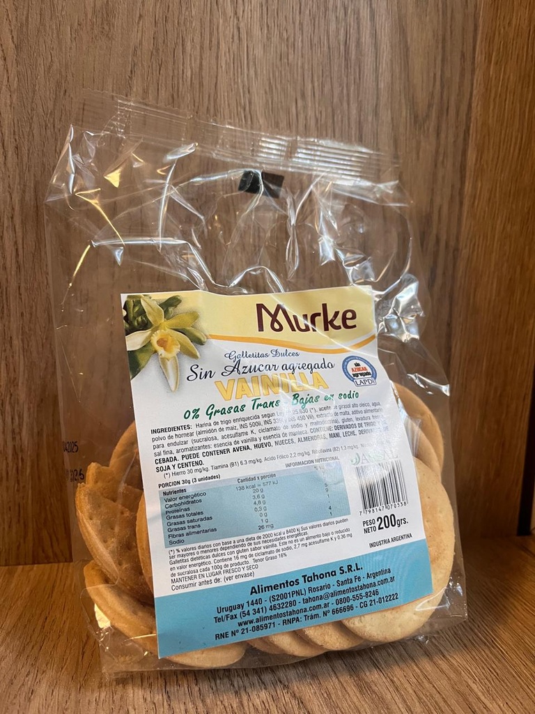 Galletitas dulces Vainilla sin azucar 200g MURKE