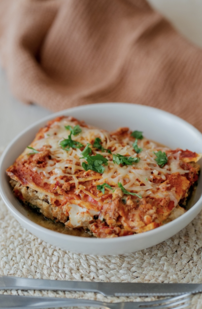 Lasagna keto de pollo y espinaca Chicken fit