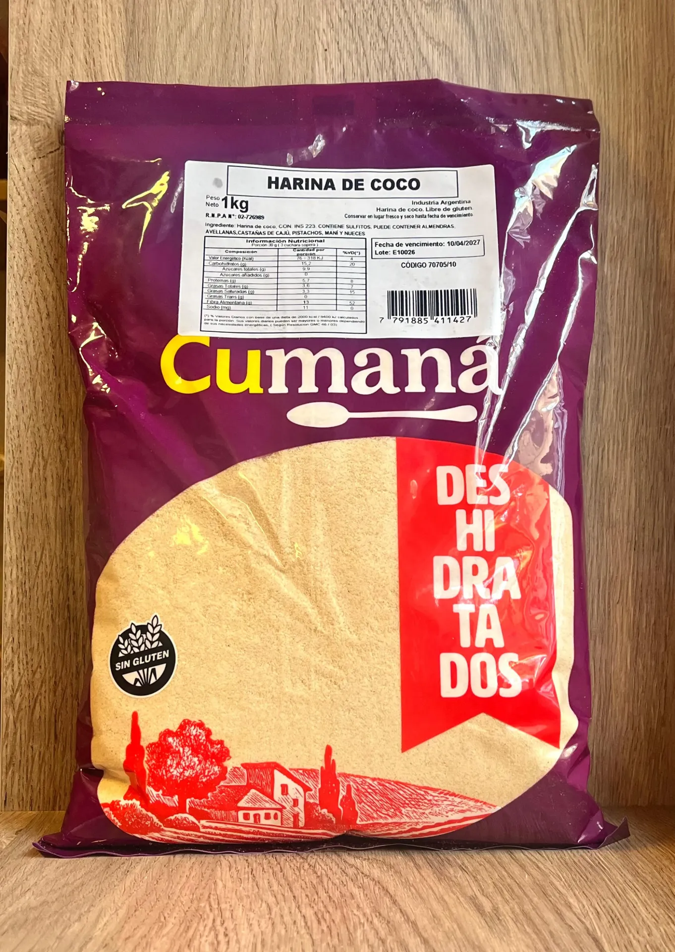 Harina de coco sin tacc Cumana 1kg