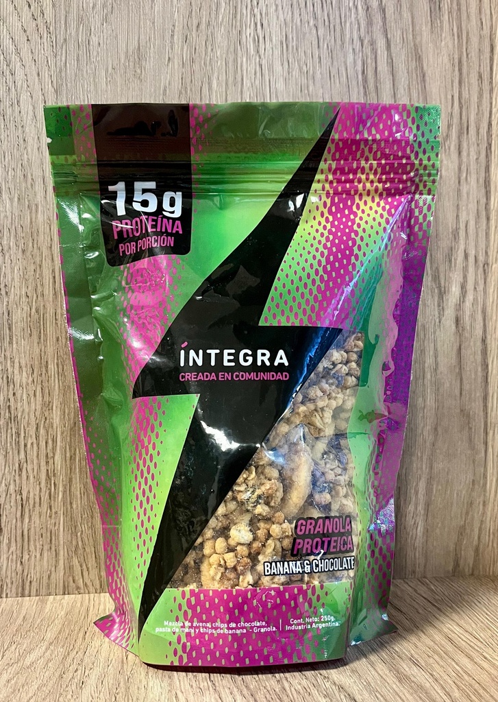 Granola proteica de banana y chocolate x 250g INTEGRA