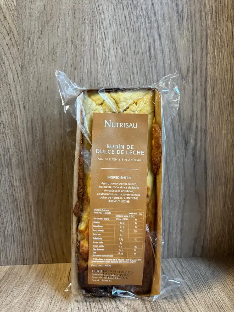 Budin proteico de coco y dulce de leche sin azúcar NUTRISAU 