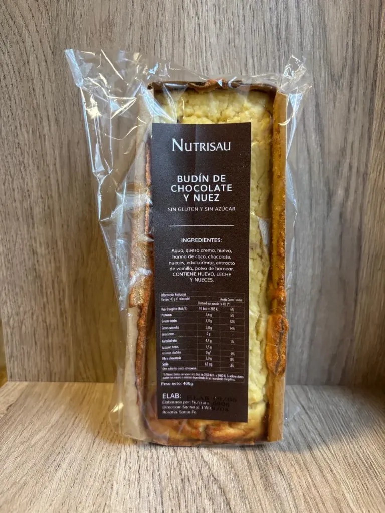 Budin proteico de nuez y chocolate sin azúcar NUTRISAU  