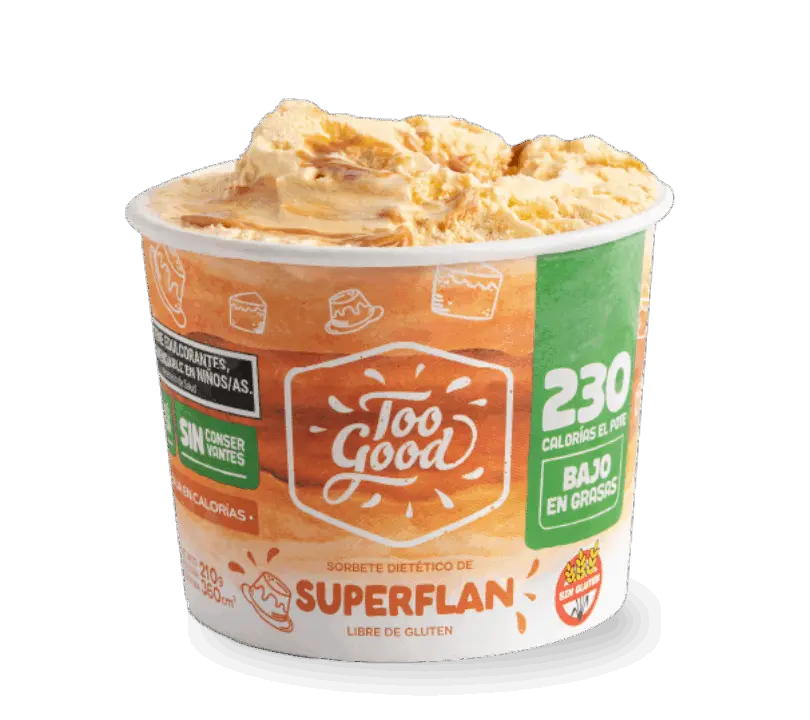 Helado super flan bajo en calorías Tood Good