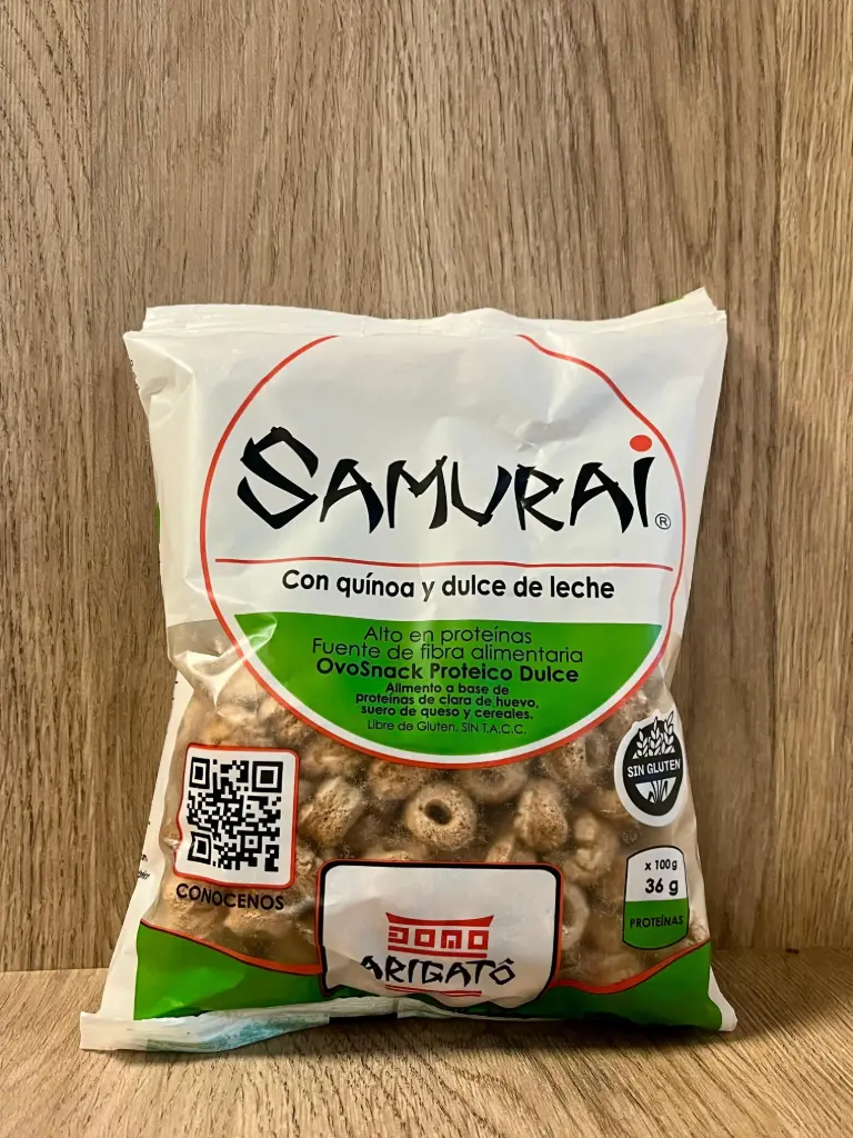 Snack proteico con quinoa y dulce de leche sin gluten Samurai 