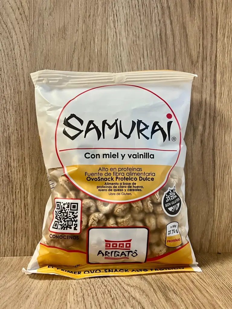 Snack proteico con miel y vainilla sin gluten Samurai 