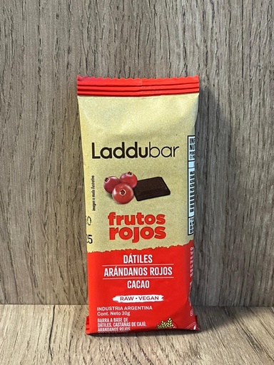 Barrita de frutos rojos raw vegan sin tacc Laddubar