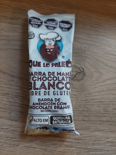 Barrita de chocolate blanco y crema de mani Que lo paleo