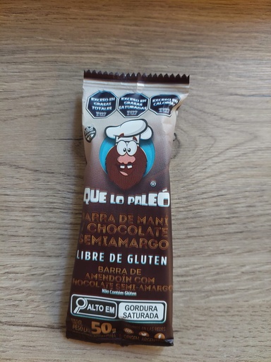 Barrita de chocolate negro y crema de mani Que lo paleo
